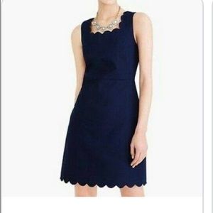 J Crew scalloped navy sleeveless dress